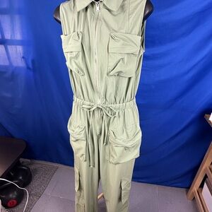 Hot & Delicious Green Utility Jumpsuit with Collared Neckline